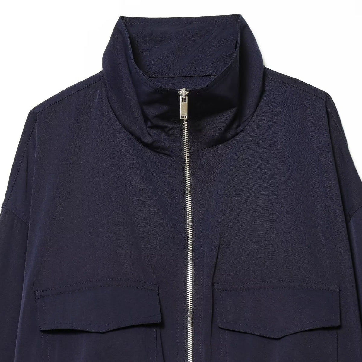 Street style flip pocket stand up collar jacket