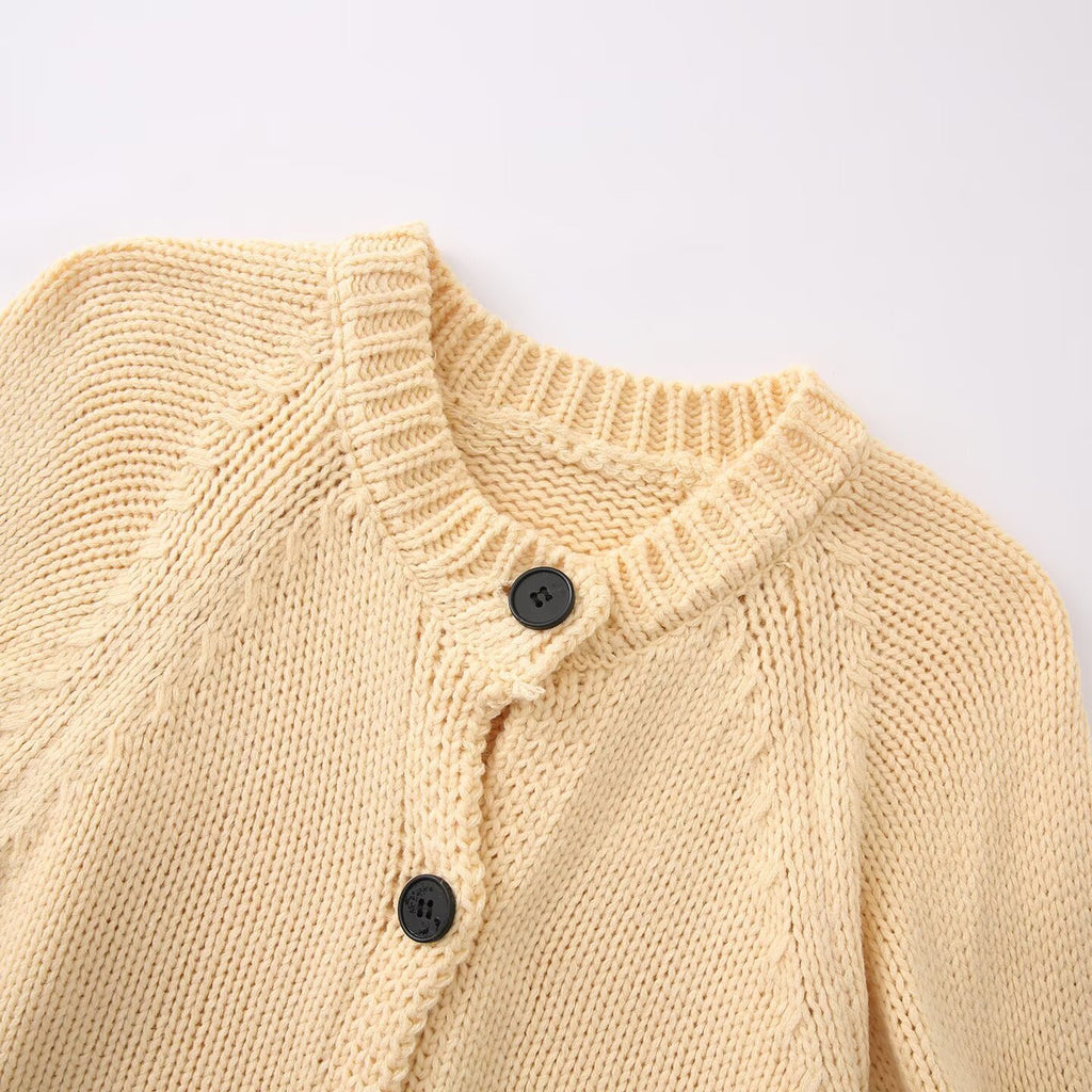 Round neck bubble sleeve knitted jacket