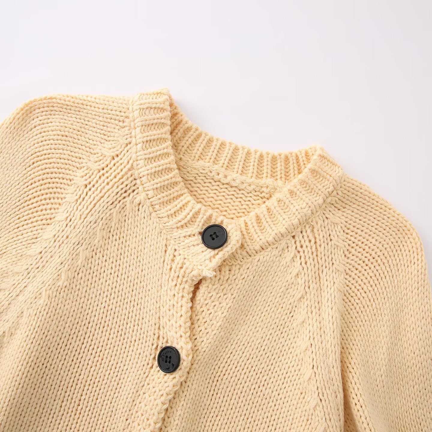 Round neck bubble sleeve knitted jacket
