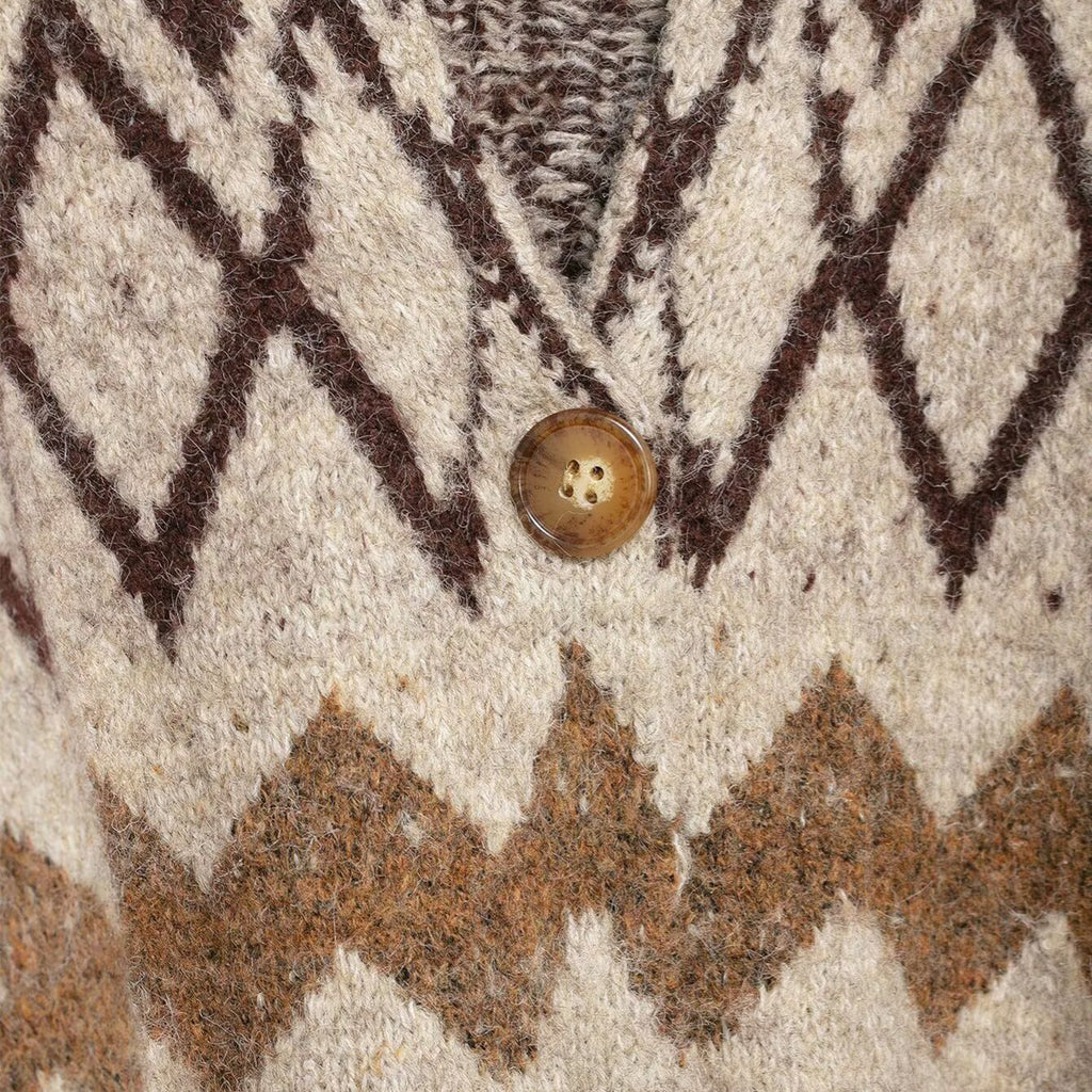 Vintage Jacquard Bead Knitted Coat with Belt