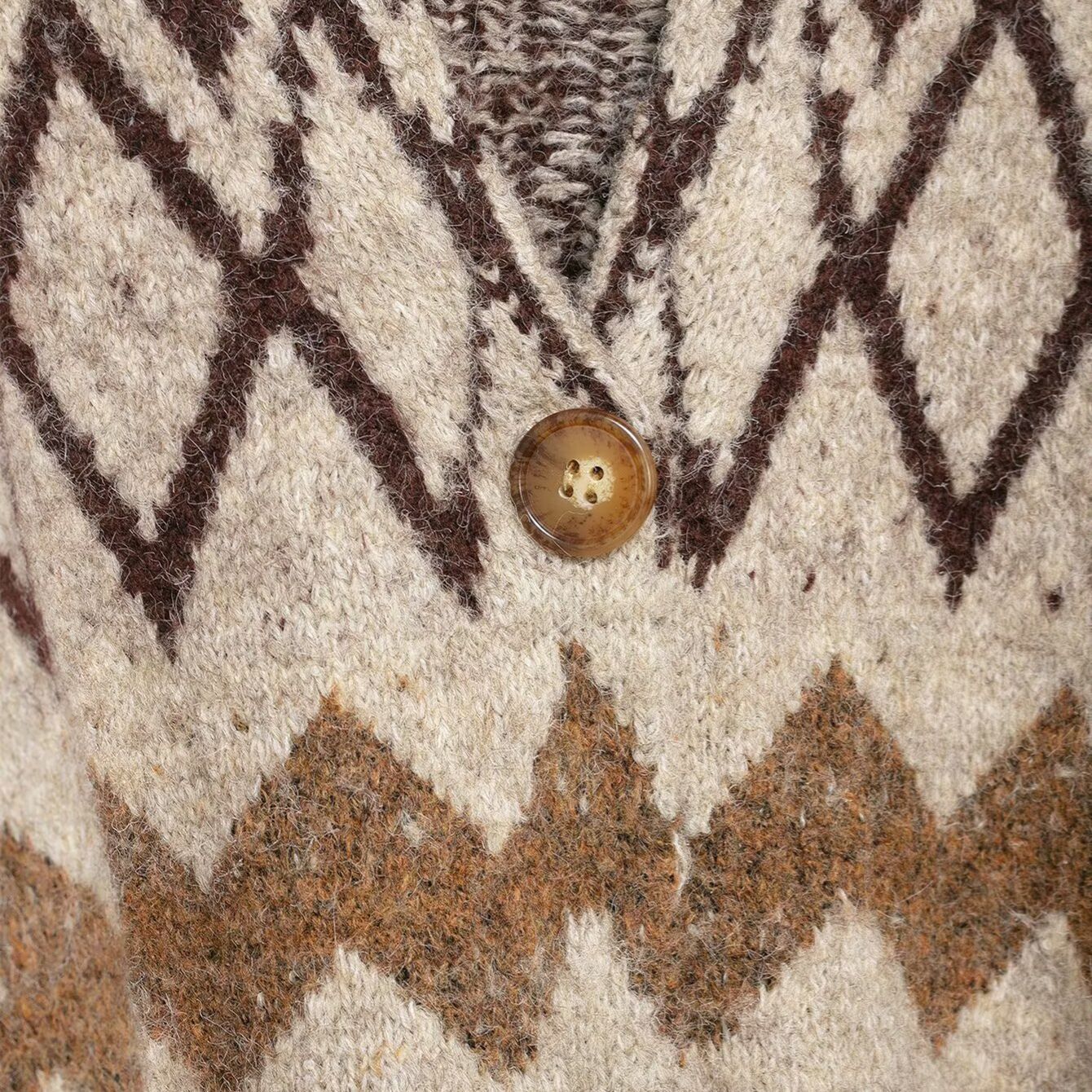 Vintage Jacquard Bead Knitted Coat with Belt
