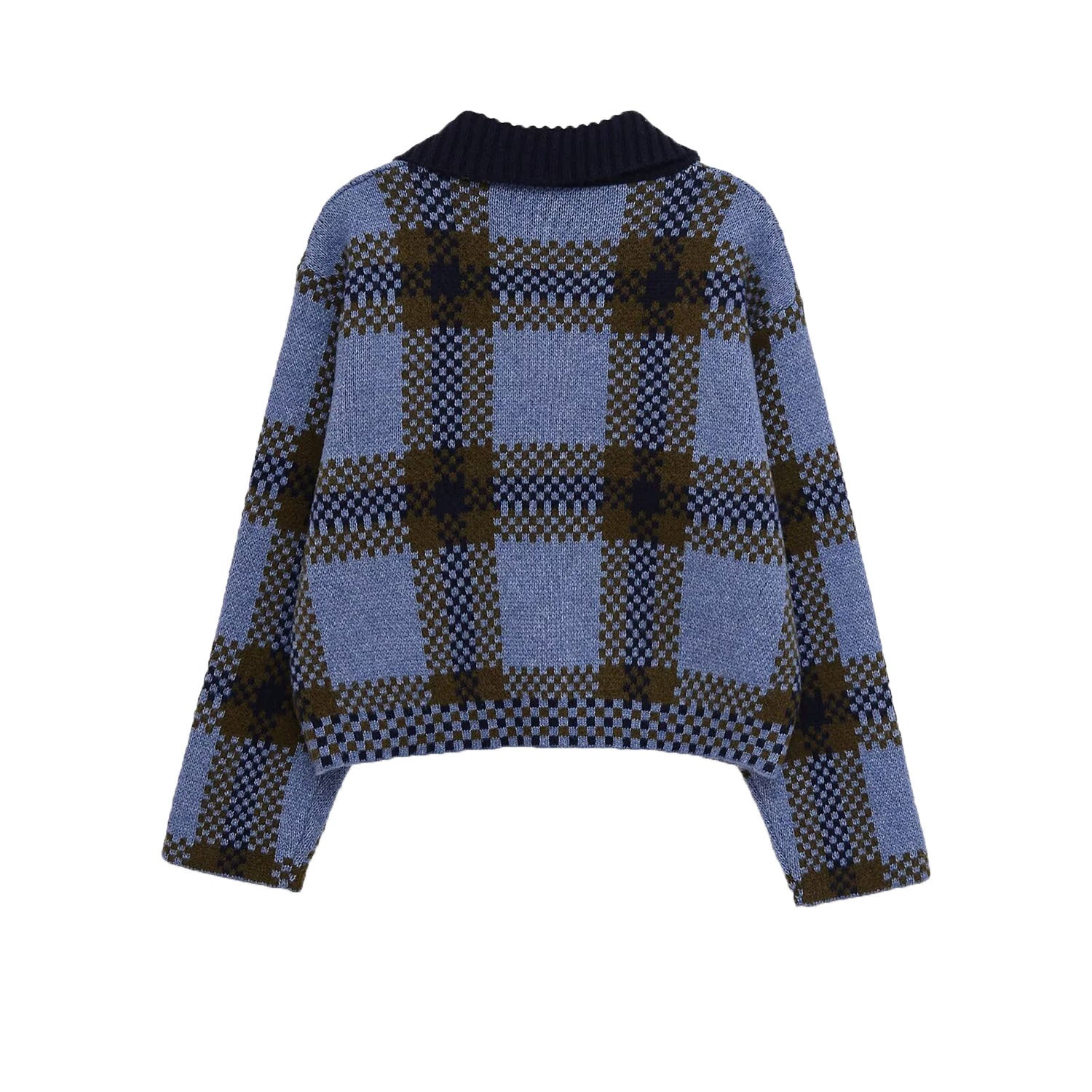 Casual plaid knitted jacket for women