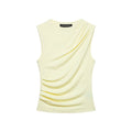 Summer pleated sleeveless slim fit vest