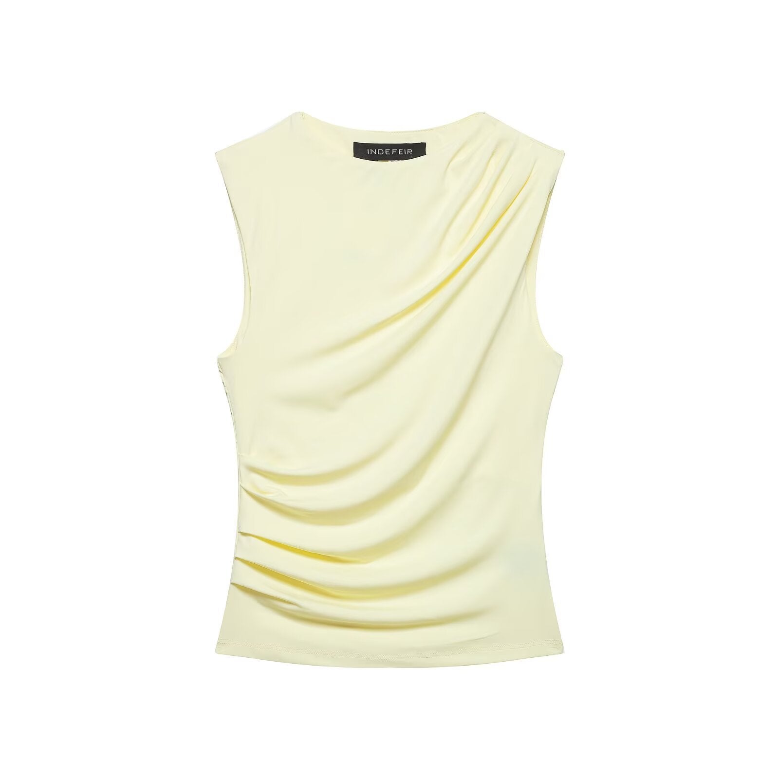Summer pleated sleeveless slim fit vest
