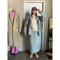 Vintage washed vintage high waisted straight leg denim skirt for women