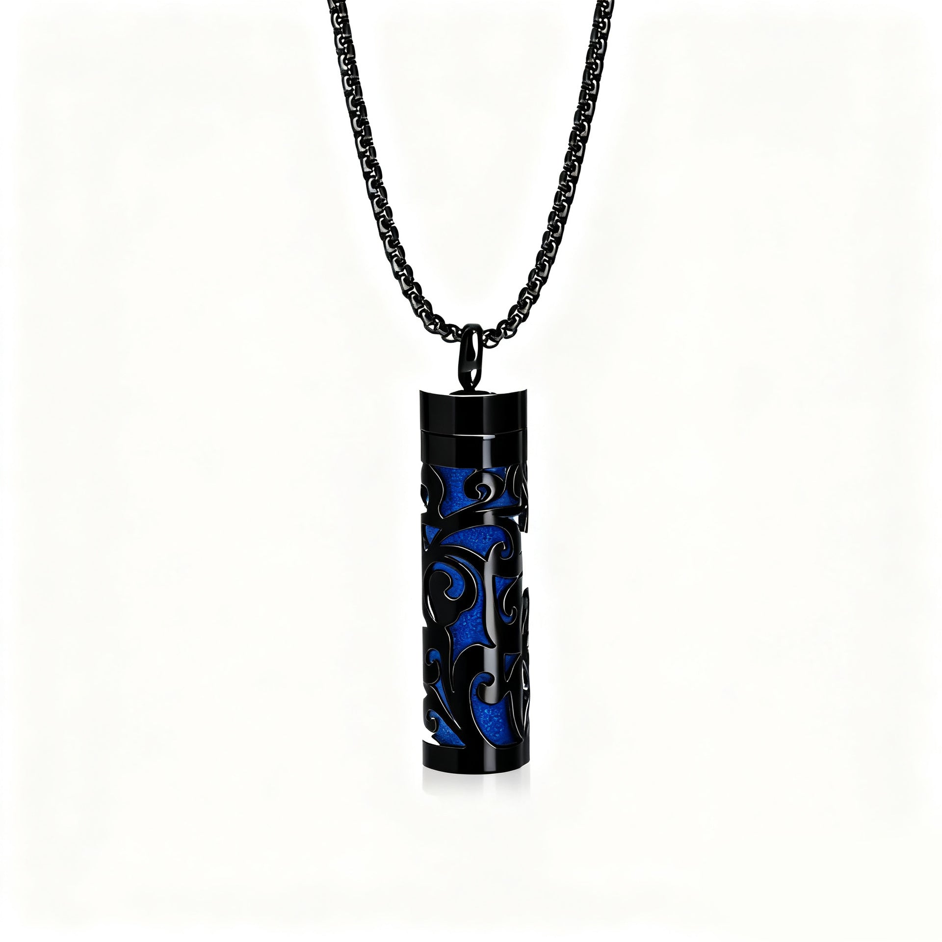 Cylindrical Heart-shaped Diffuser Pendant Necklace with Essential Oil, Stainless Steel Necklace for Men and Women, Titanium Steel Pendant