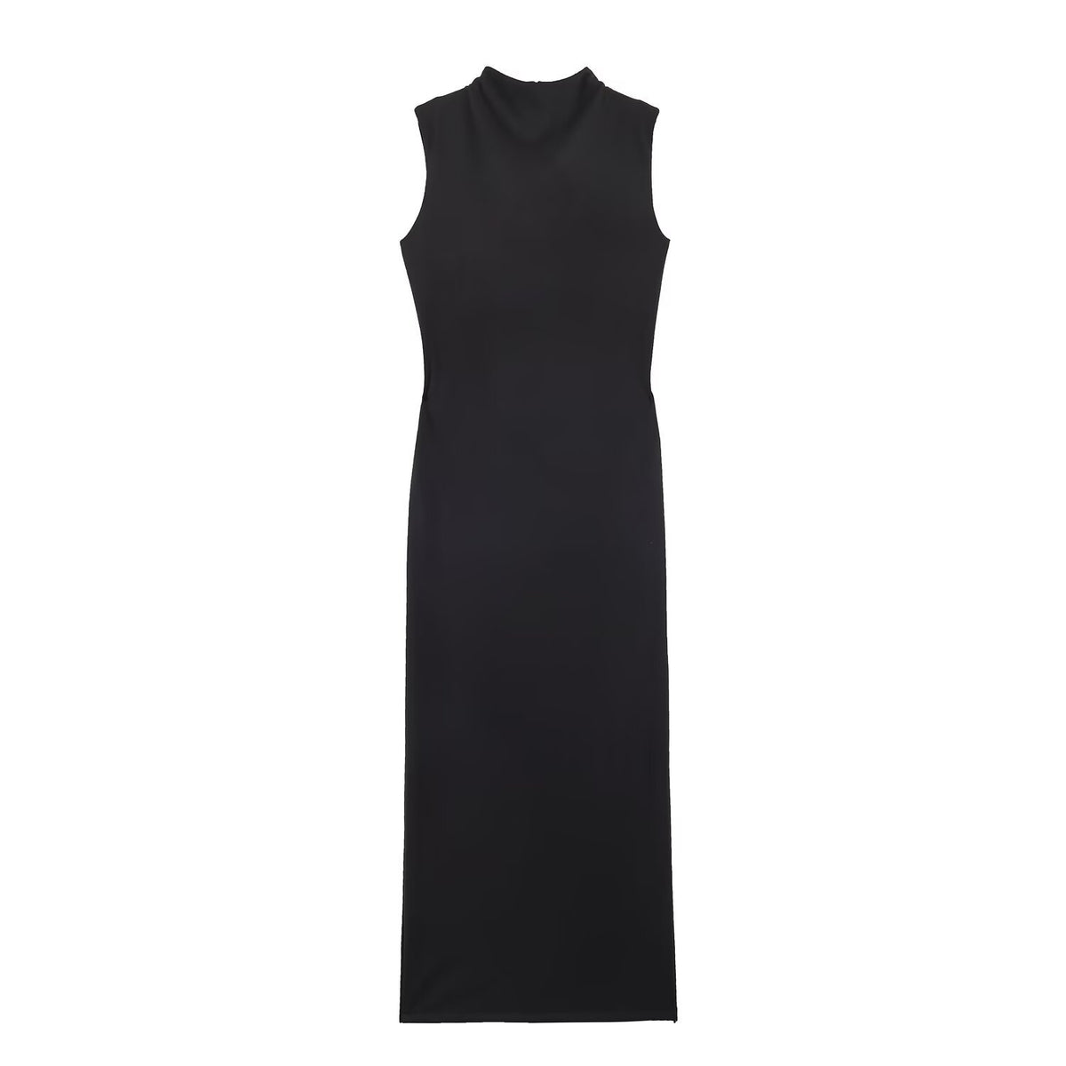 Minimalist solid color backless dress