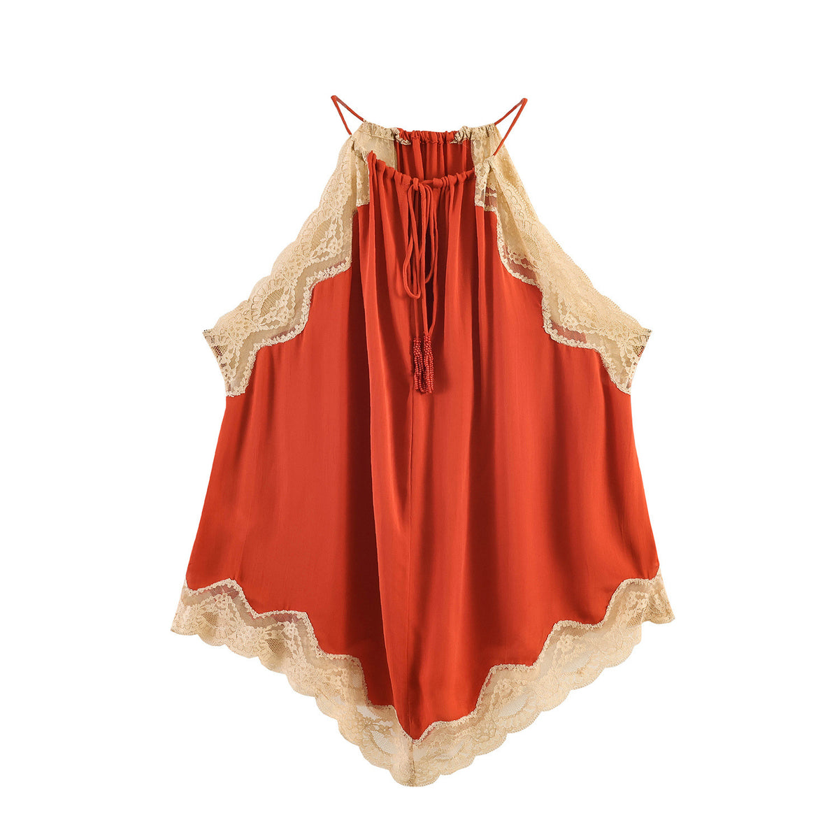 Hot girl lace patchwork neck top