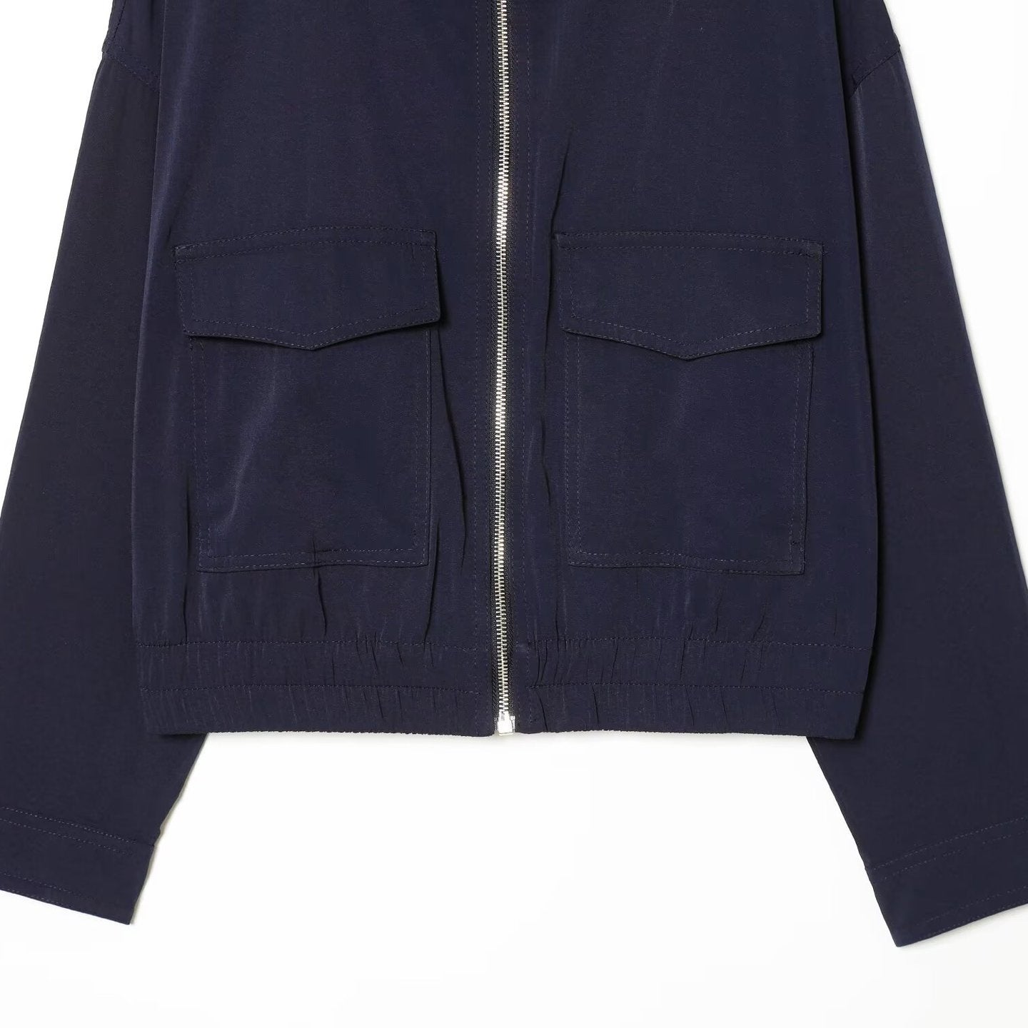 Women's flip pocket stand up collar jacket