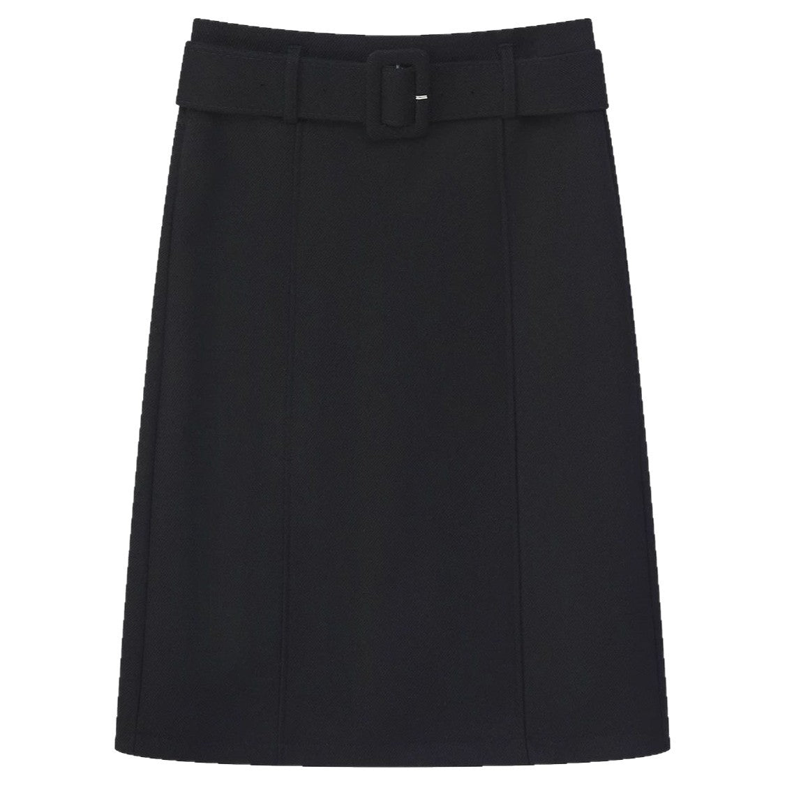 Woolen Midi Skirt for Women with Detachable Belt Straight Cut Elegant and Classic Style
