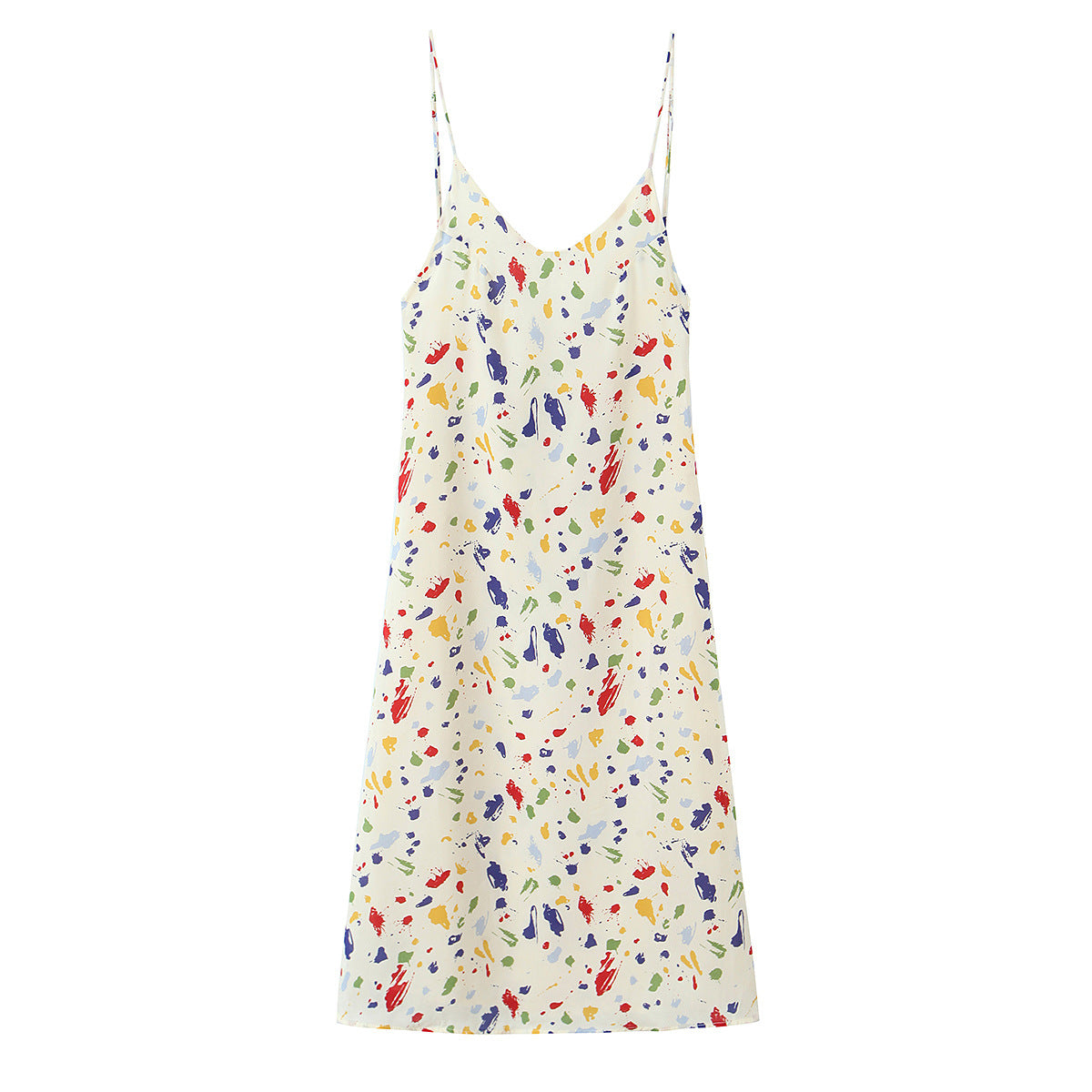 Colorful spotted printed backless lace up suspender dress