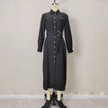 Single row metal button shirt style dress