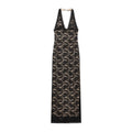 Hanging neck lace slit slim fit dress