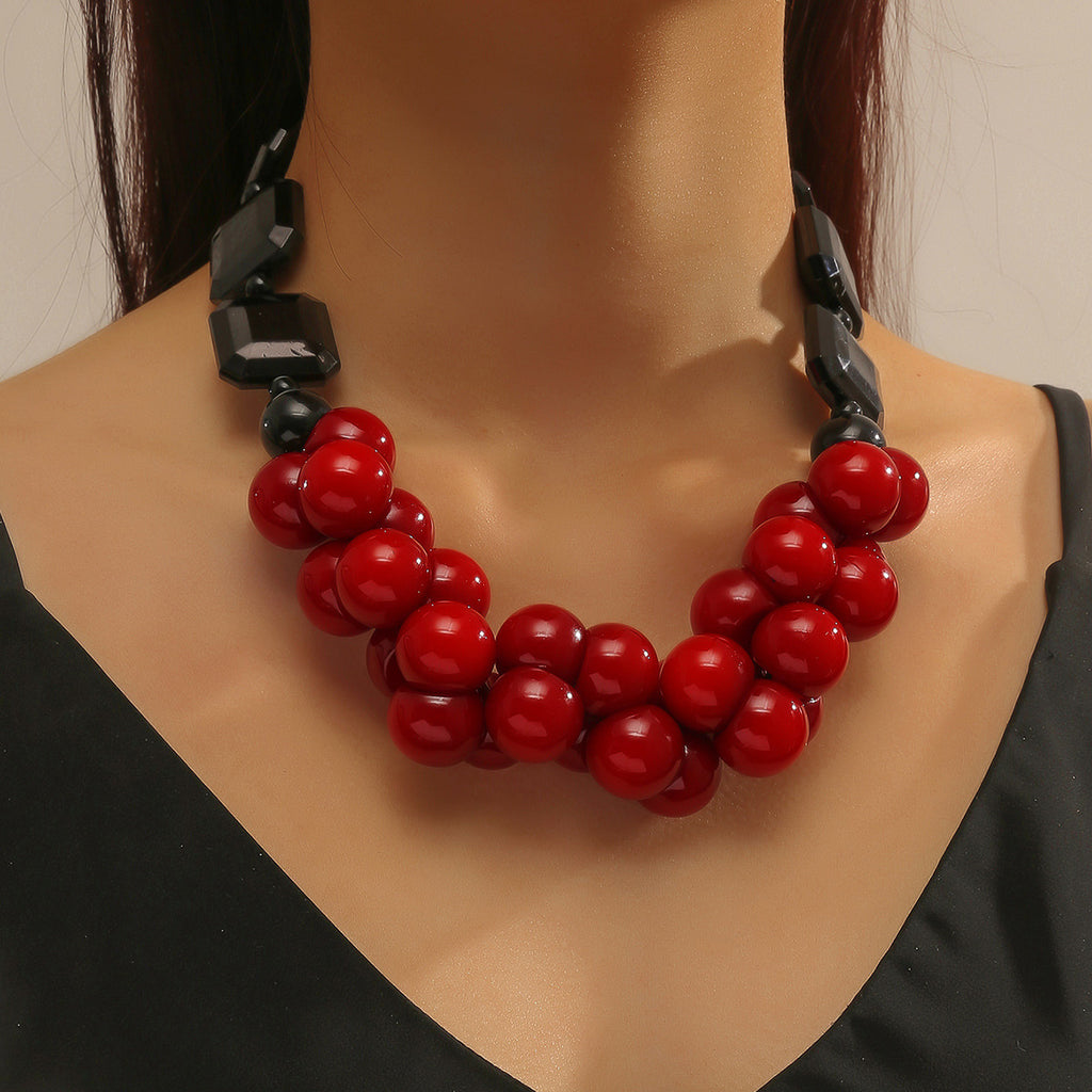 New Trendy Beads Chains Big Pendant Necklaces for Women Statement Colorful Resin Chocker Necklace For Girl Summer Travel Jewelry