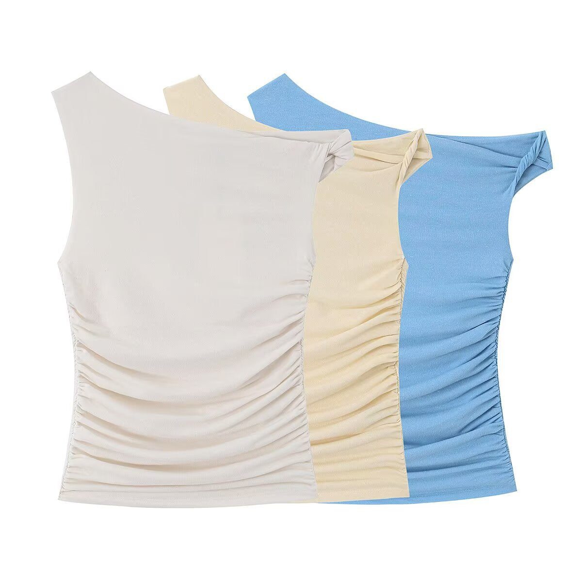Spicy girl pleated asymmetrical sleeveless top