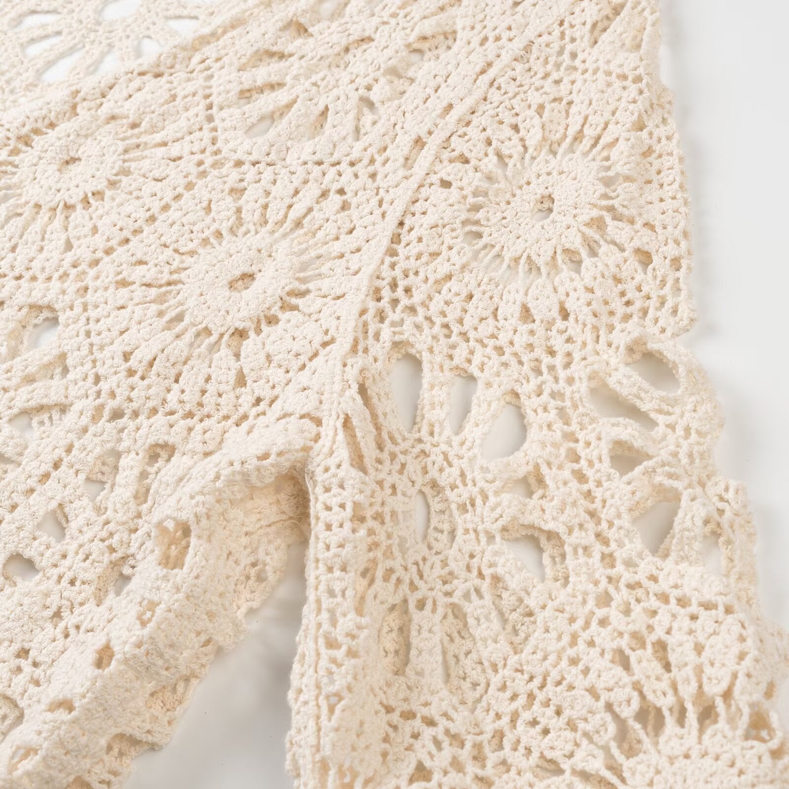 French minimalist hollowed out flared sleeve cardigan