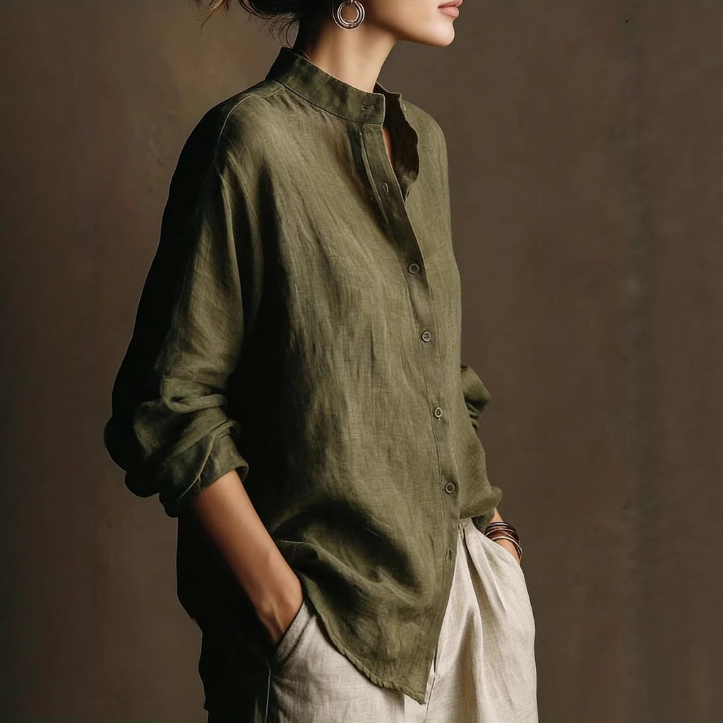 Collar loose long sleeved shirt