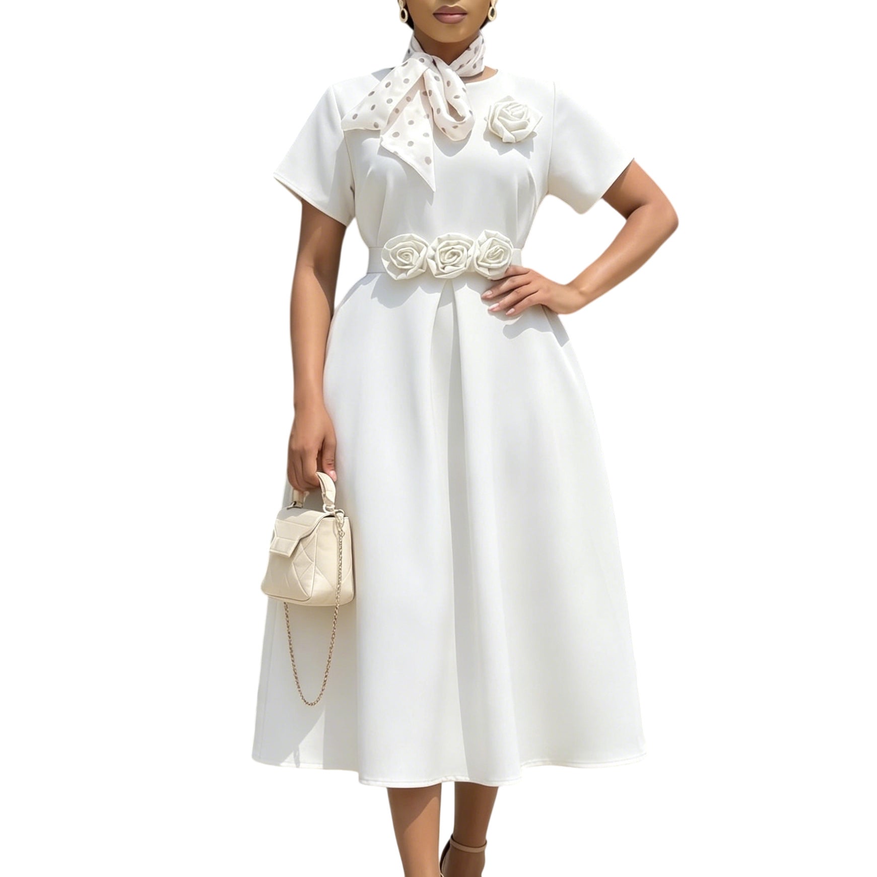 Round neck short sleeved dress
