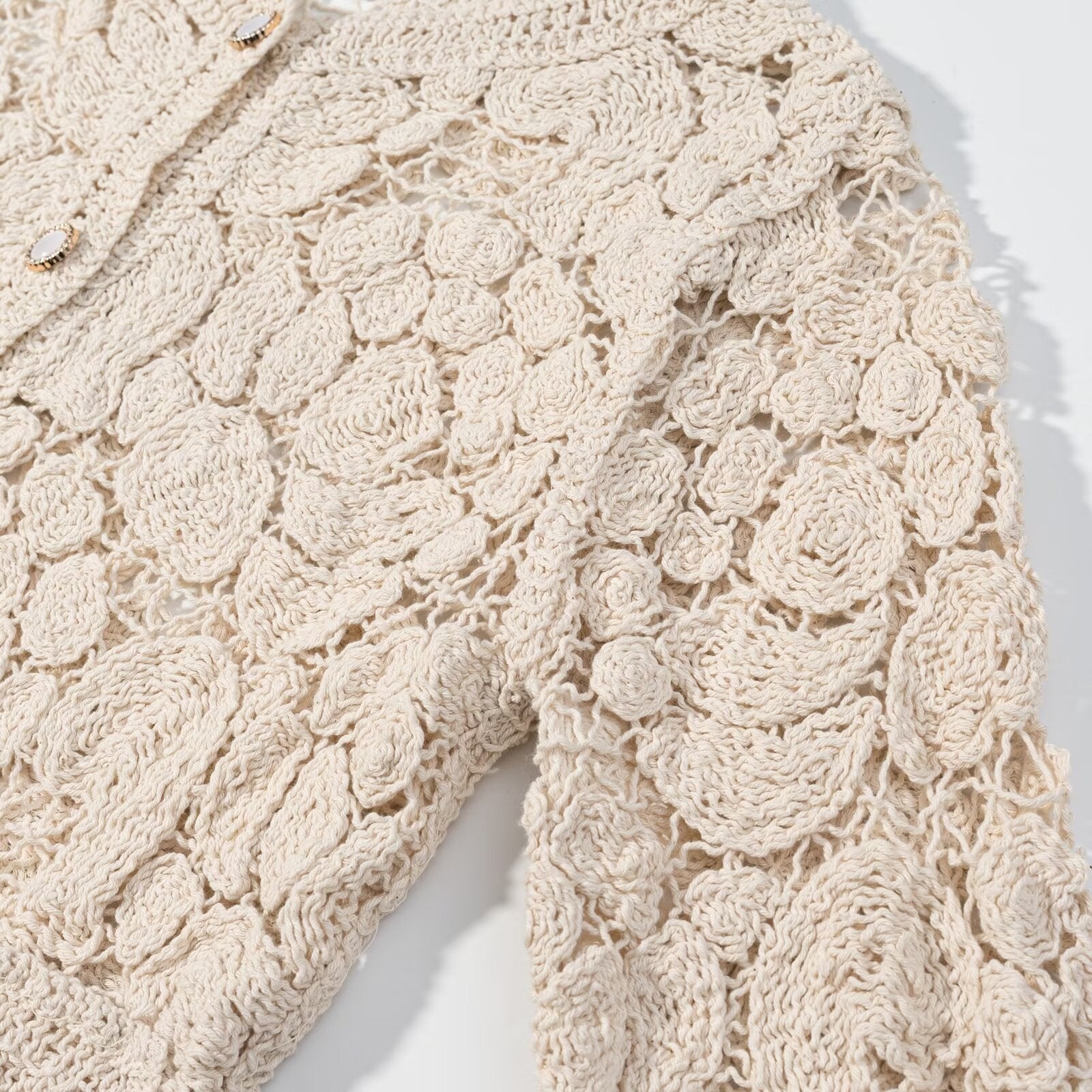 Hollow hook flower short knitted cardigan jacket