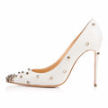 European and American women's white rivet high-heeled shoes Chengdu women's shoes