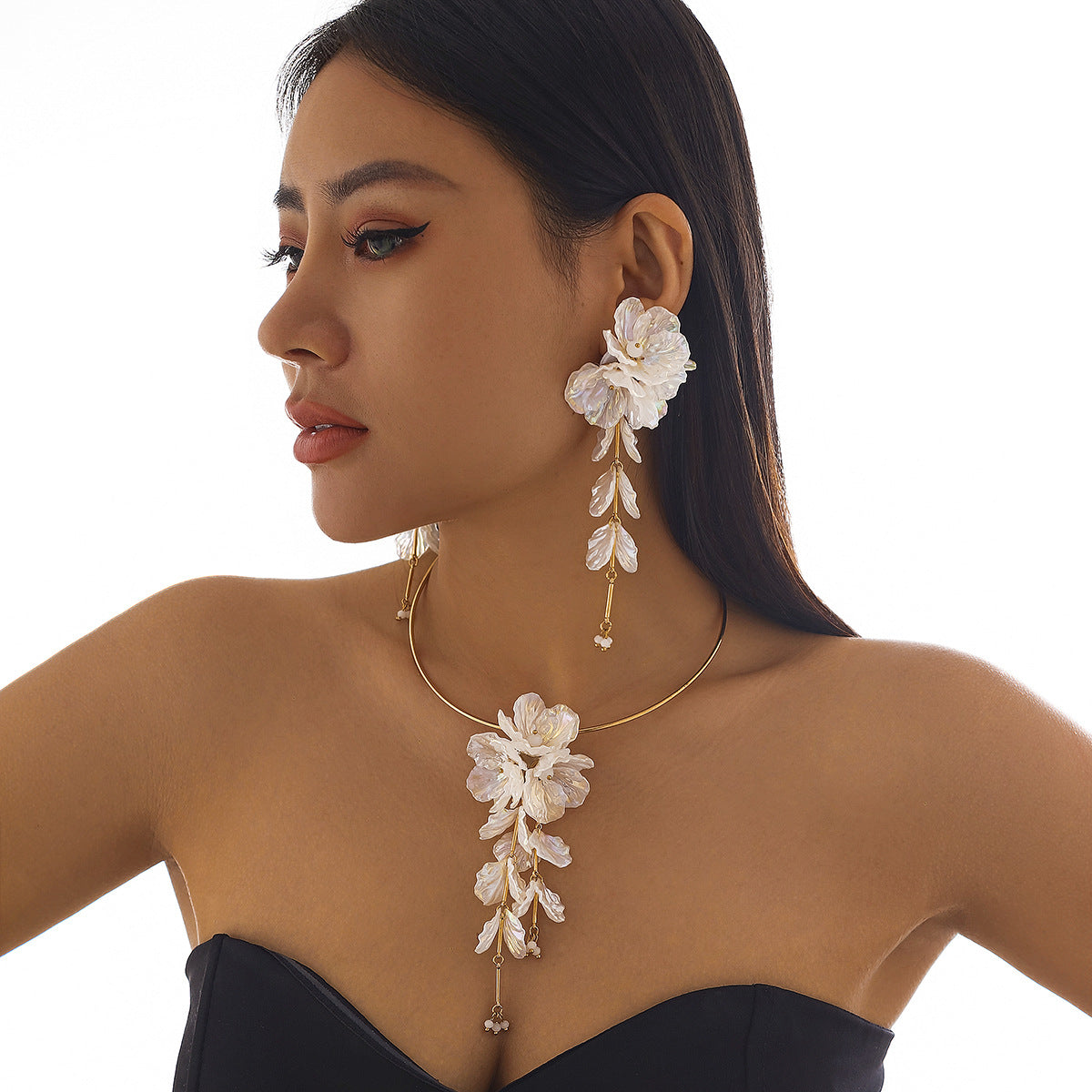 Fashionable Colorful CCB Flower Necklace Sweet and Simple Metallic Clavicle Chain
