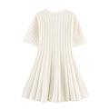 Bubble short sleeved ribbed knitted short dress