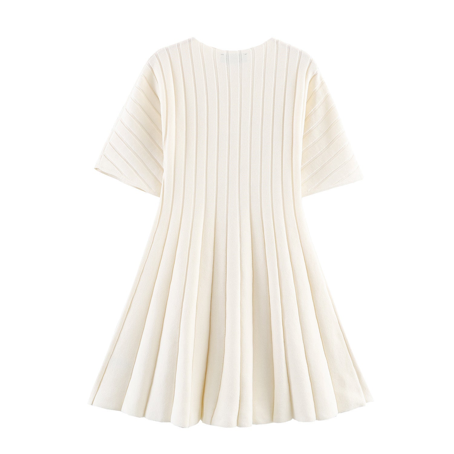 Bubble short sleeved ribbed knitted short dress