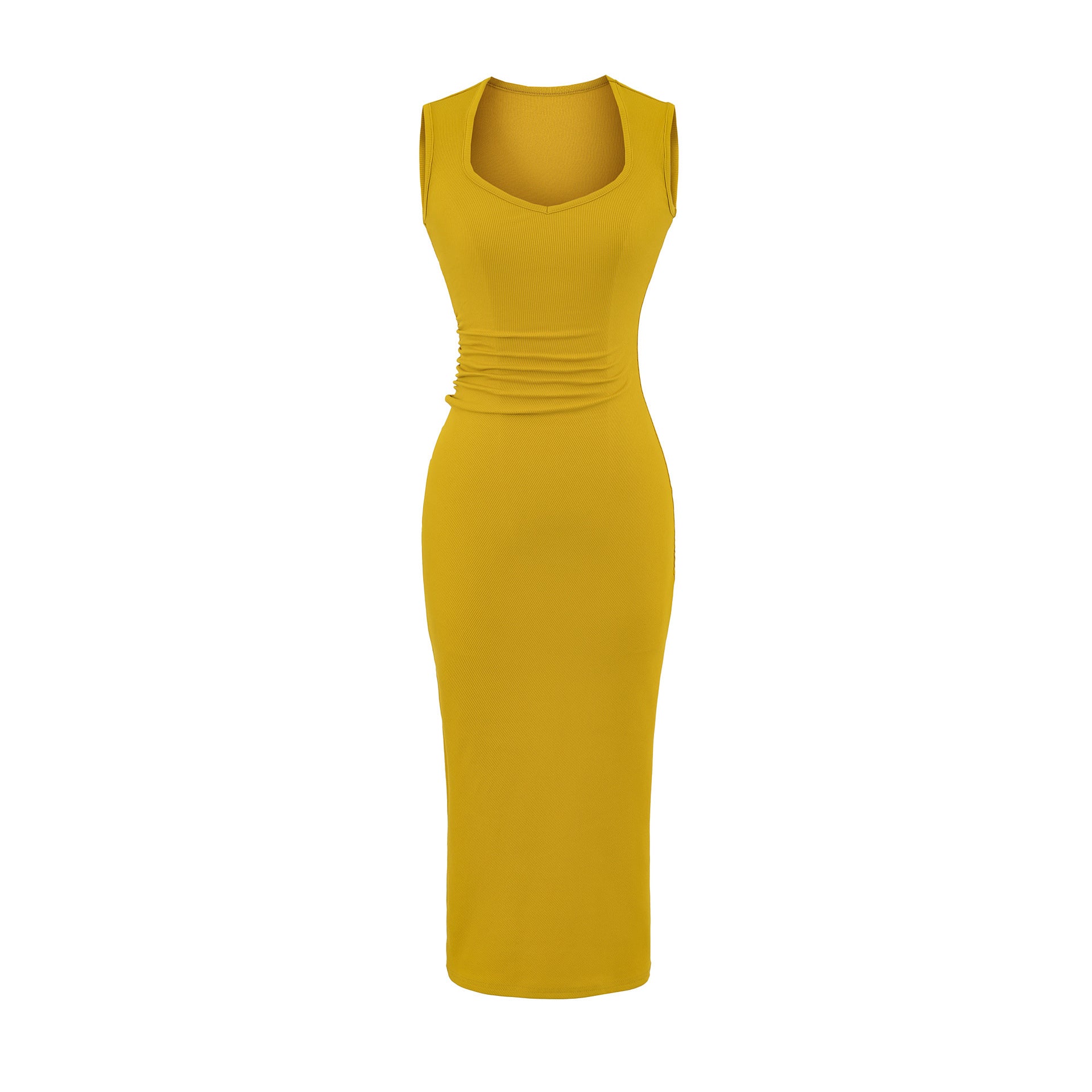 Chiffon Sleeveless A-Line Dress with Square Neck,Elegant Fit-and-Flare Midi Dress