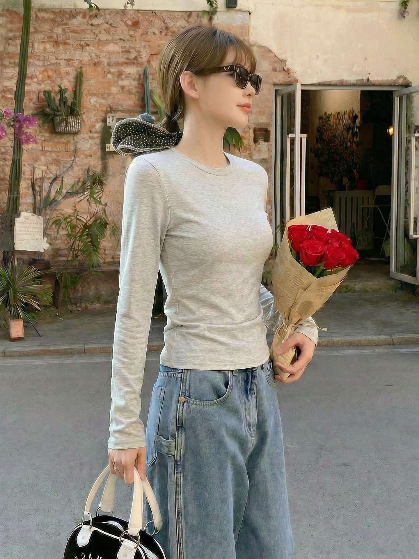 Layered Slim Fit Round Neck Versatile T-Shirt for Women
