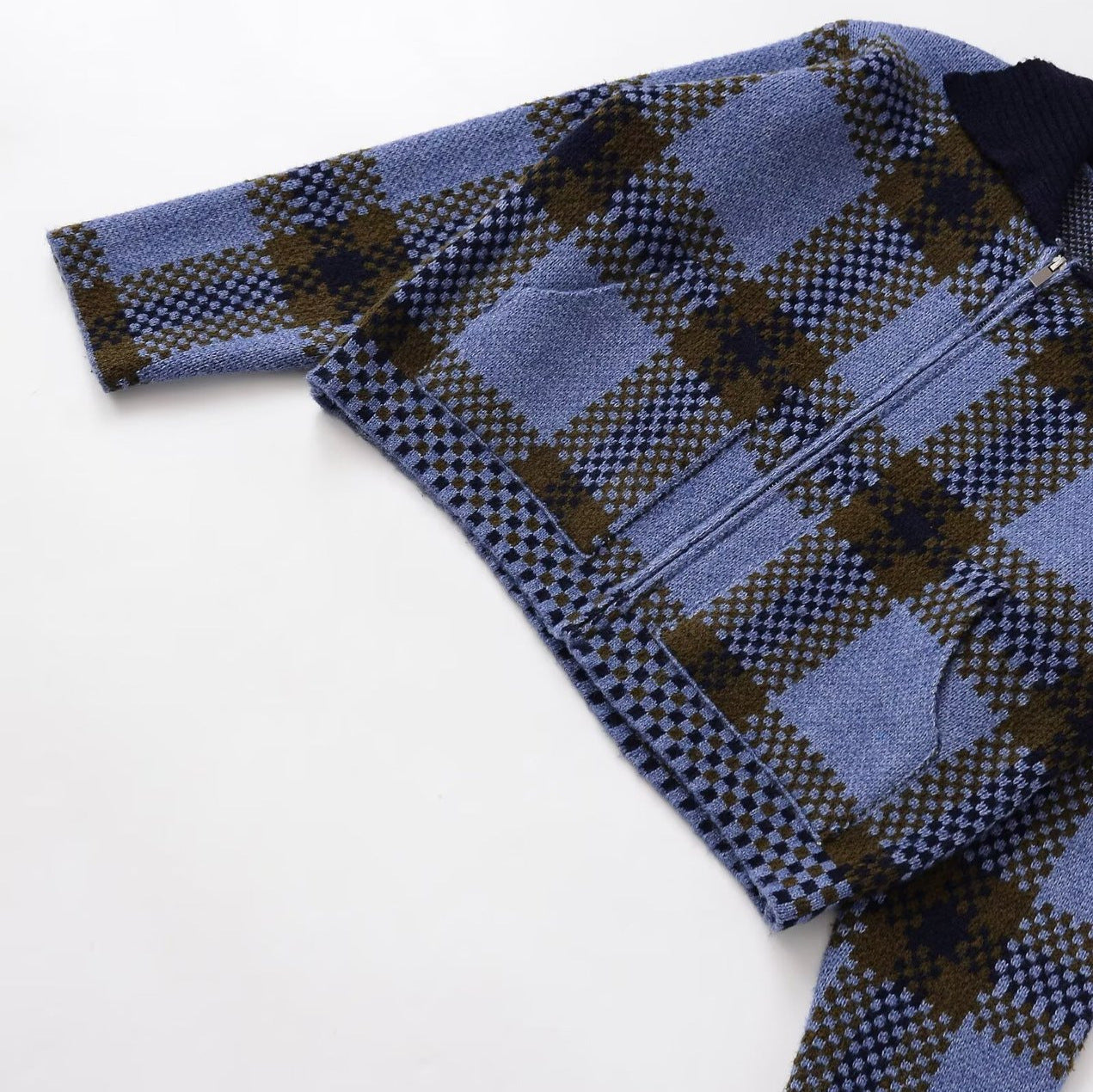Casual plaid knitted jacket for women