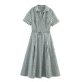 Retro commuting style shirt style dress