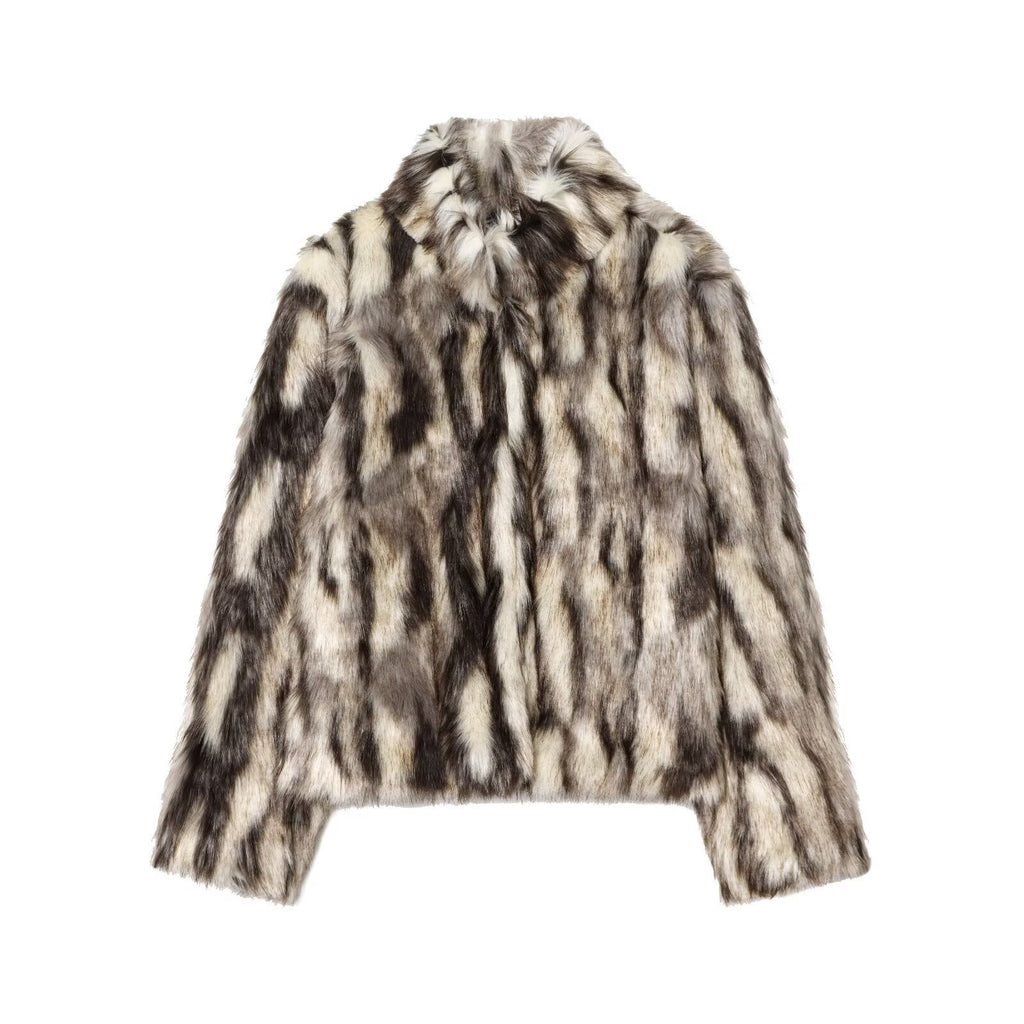 Artificial fur effect coat jacket