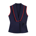 Street double buckle double breasted sleeveless vest