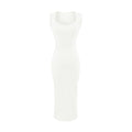 Chiffon Sleeveless A-Line Dress with Square Neck,Elegant Fit-and-Flare Midi Dress
