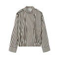 Stylish Stripe Pilot Jacket Shirt for Women, Long Sleeve