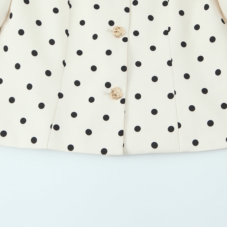 Style Women's Single-Button Polka Dot Irregular Button Coat