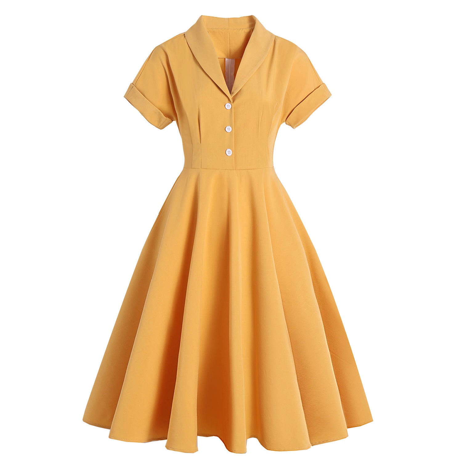 Short Sleeve Performance Dress, Hepburn Style, Vintage Maxi DressFlared Retro Dress