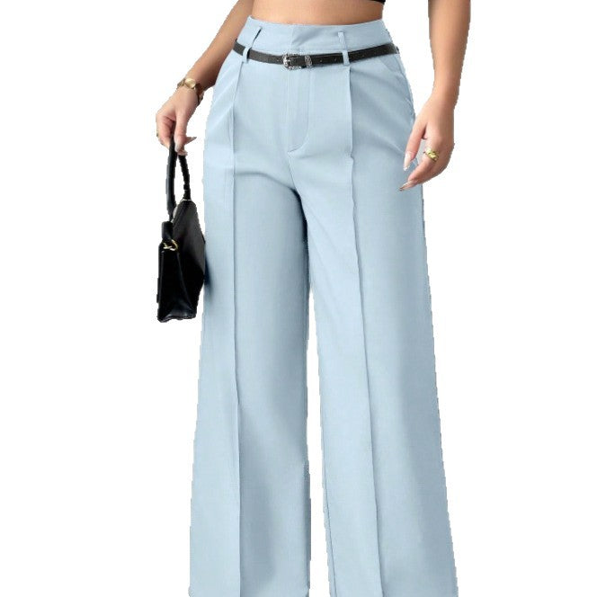 High waisted straight leg trousers for women