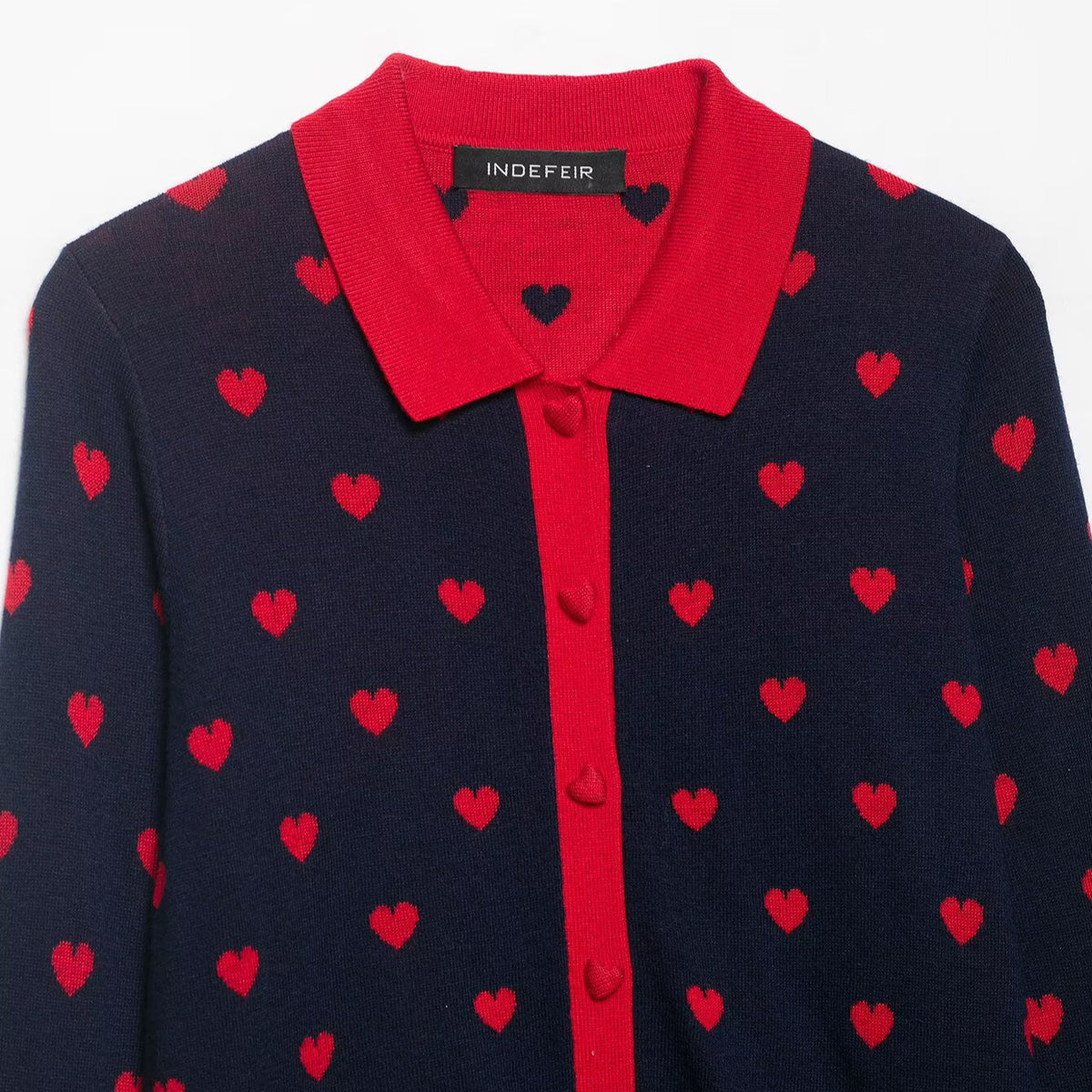Heart shaped jacquard knitted jacket