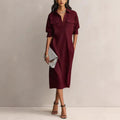 Elegant and Sophisticated Office Casual Fashion Fitted Comfortable Solid Color Mid-Length Dress