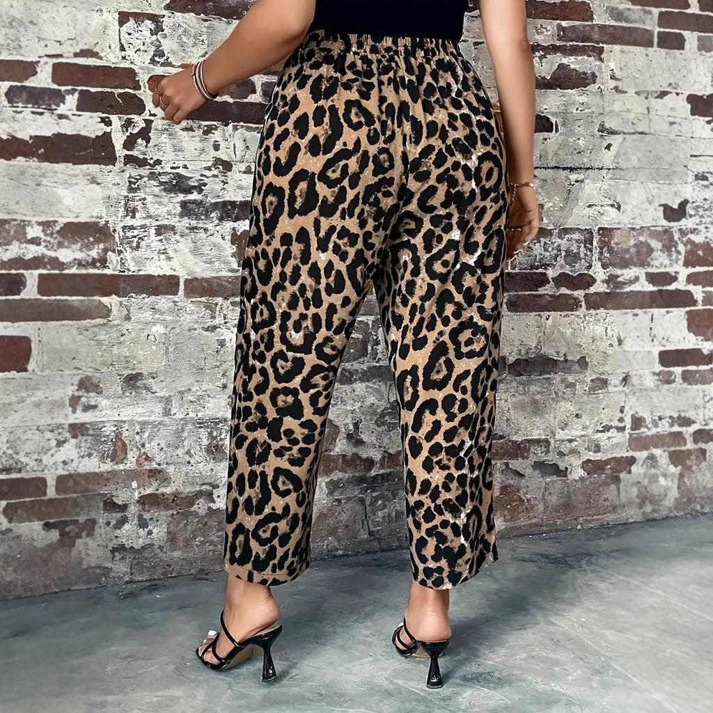 Women's Summer New Arrivals Belted Leopard Print Casual Wide Leg Pants