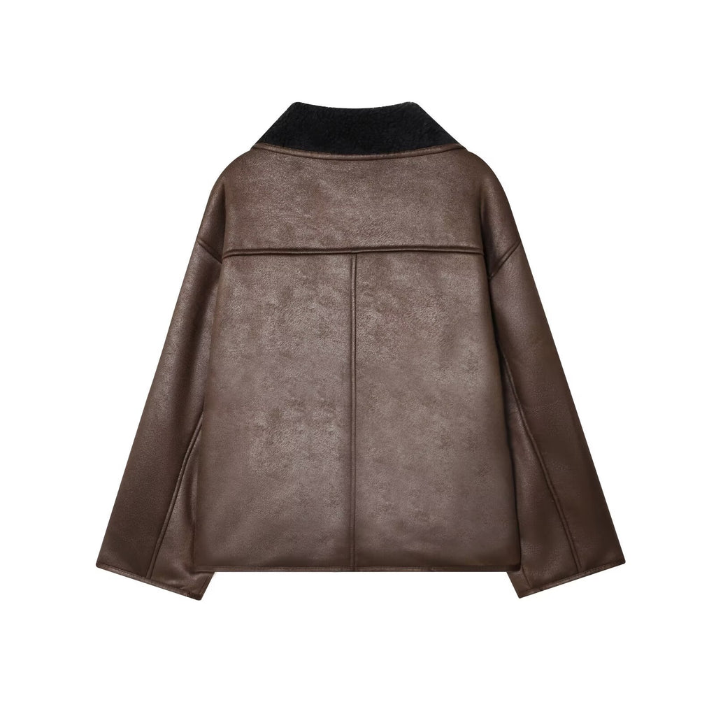 Fur integrated double-sided jacket for women