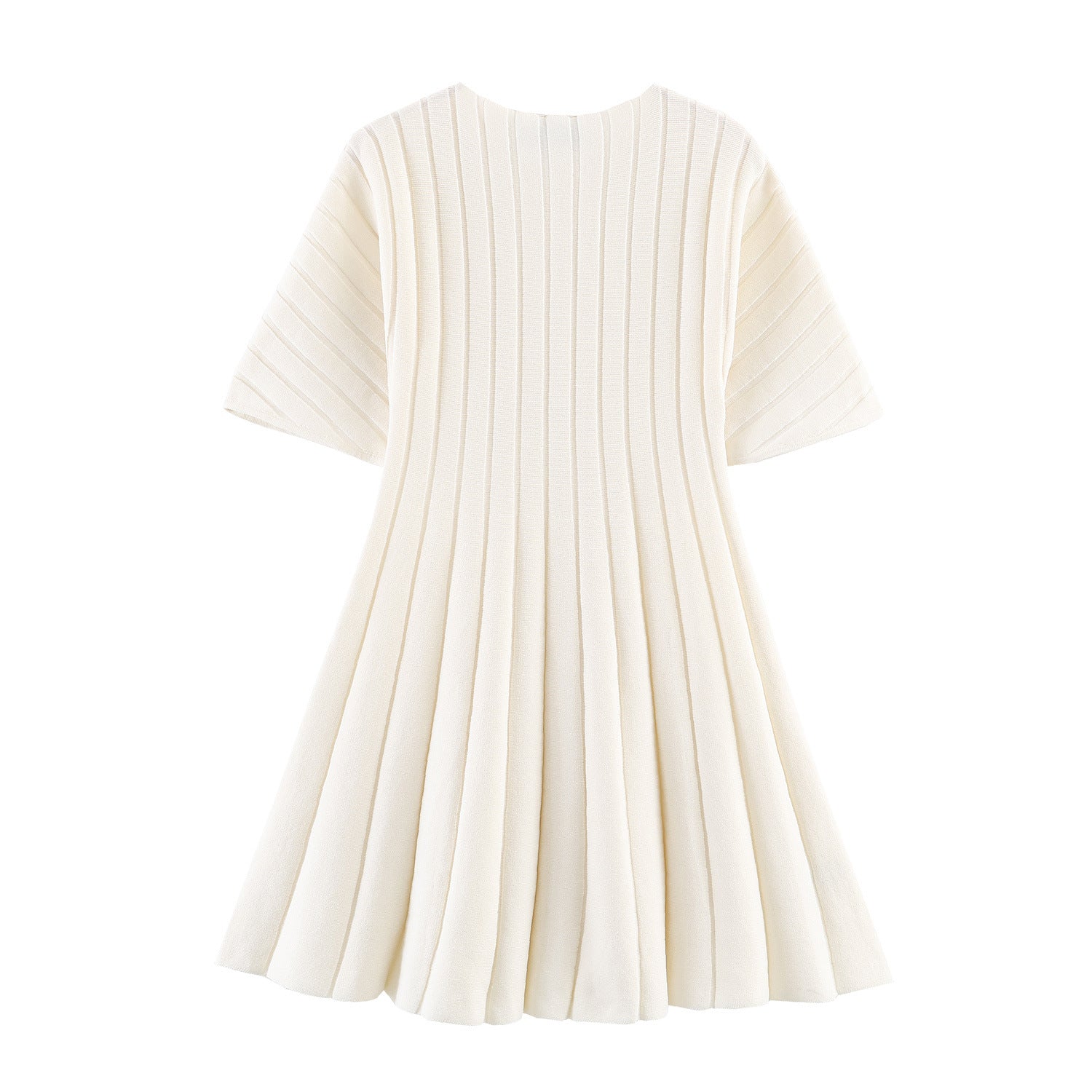Bubble short sleeved ribbed knitted short dress