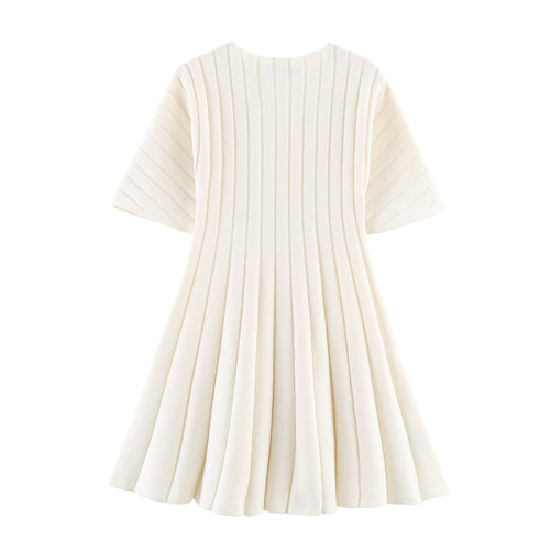 Bubble short sleeved ribbed knitted short dress