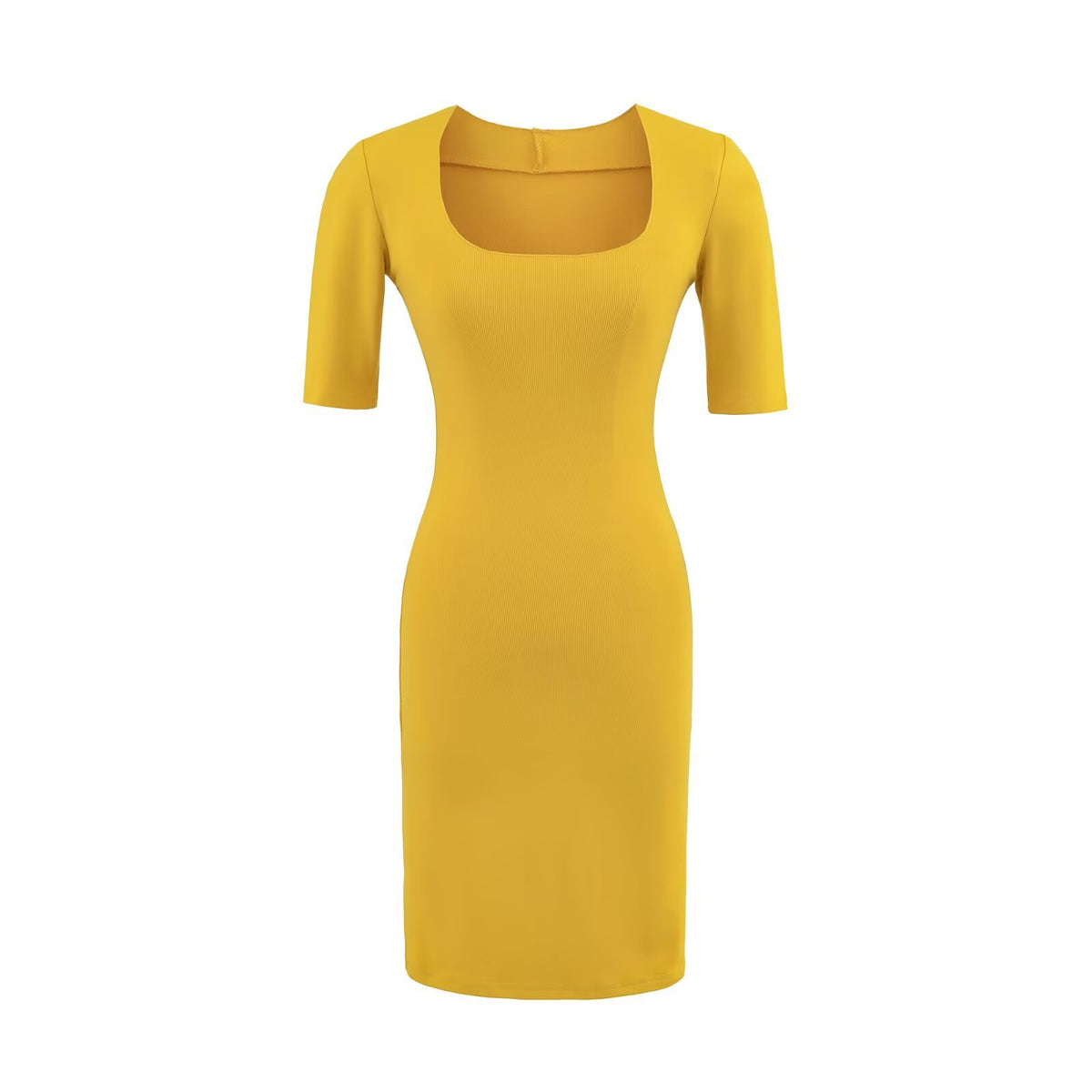 Curved Feminine Knitted Mid-Sleeve Mini Dress for Women Sexy Sheath Dress