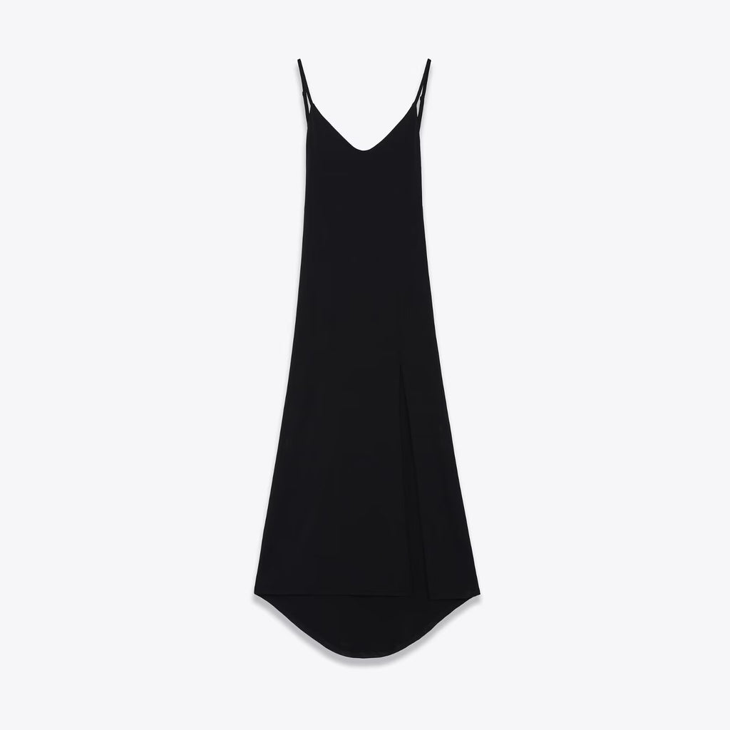 Versatile backless crepe fabric long camisole dress