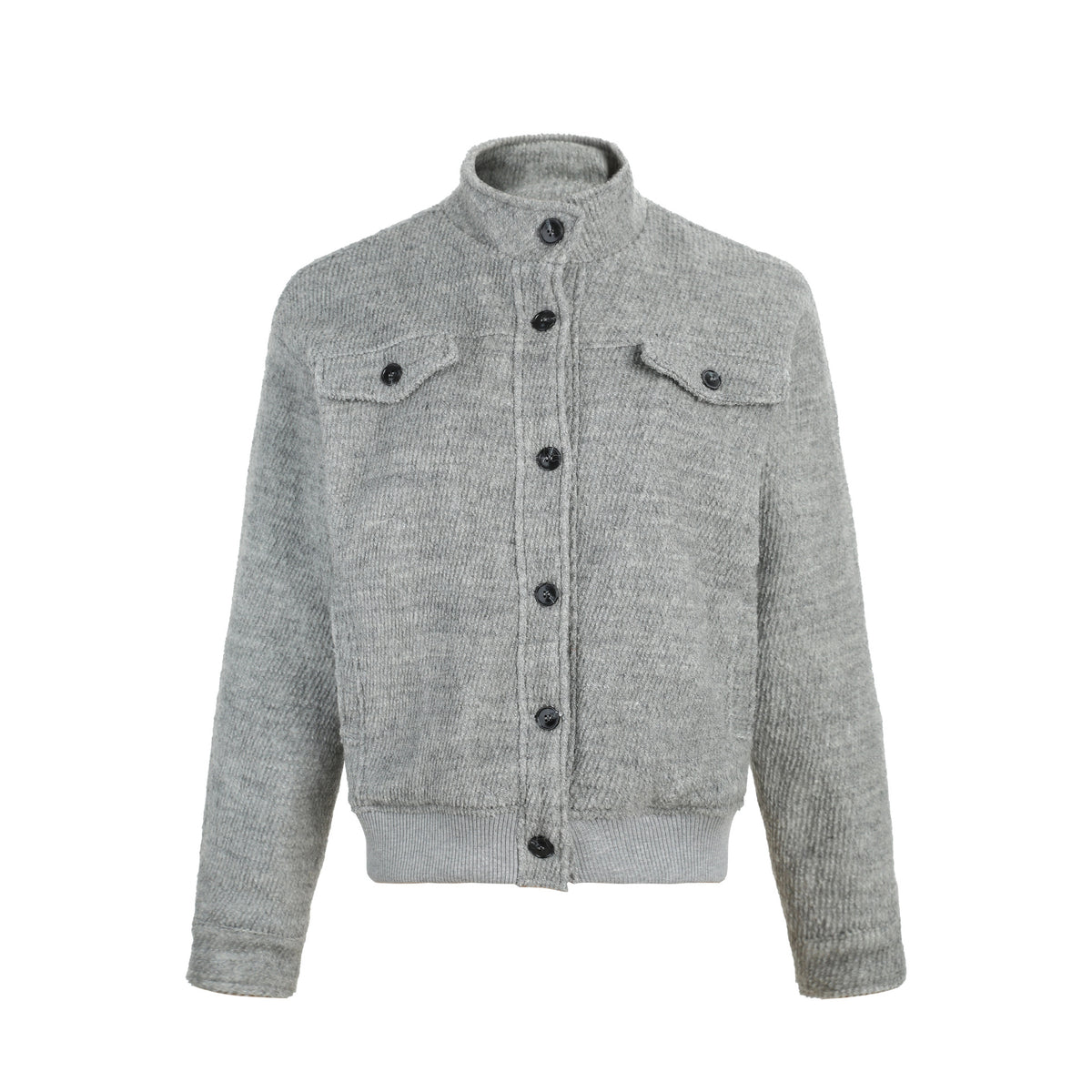 Retro stand up collar cardigan jacket for women