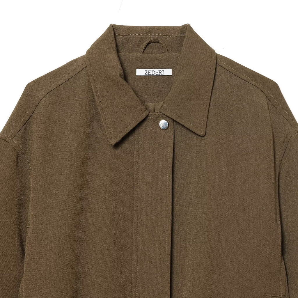 Flip collar rolled edge sleeve pilot jacket