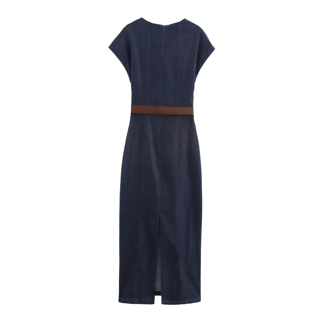 Versatile slim fit waist belt MIDI dress