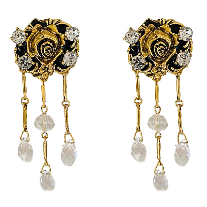 New Big Metal Stud Earring Love Heart Waterdrop for Women Gold Color Jewelry Palace Style Travel Gifts